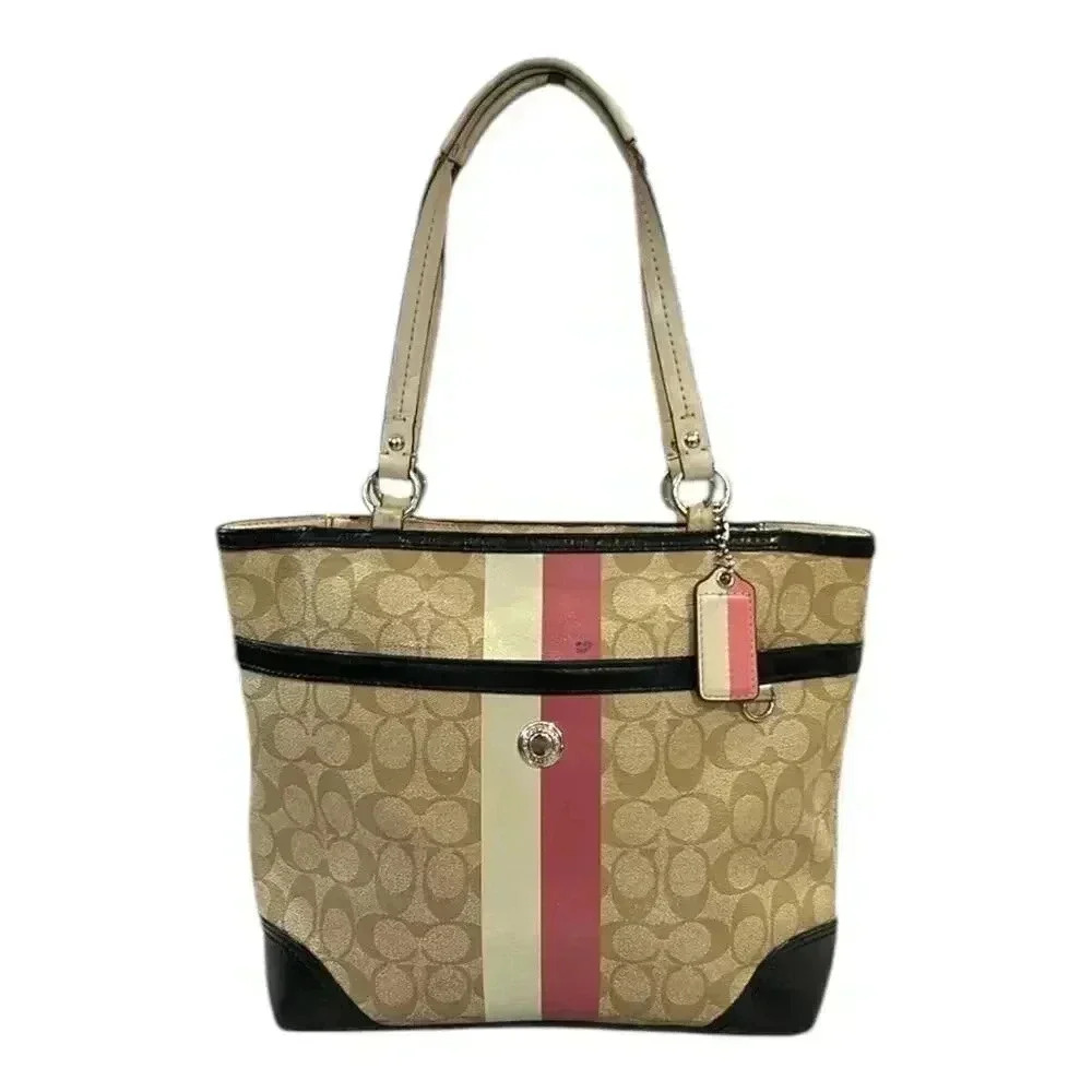 Coach Pink/Black VINTAGE Y2K Chelsea Heritage Coated Canvas Handbag Purse GUC